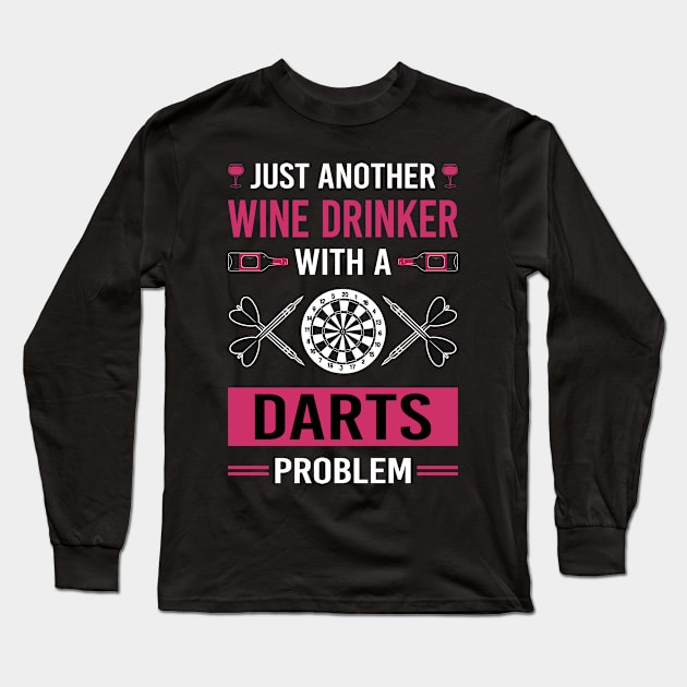 Wine Drinker Darts Long Sleeve T-Shirt by Good Day